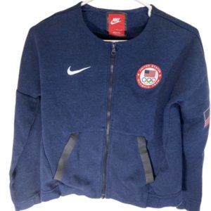 Nike United States Olympic Team warm up Zip Sweatshirt Jacket Size L navy Blue